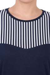 Gestreifte Bluse Mit Seitenschlitzen – Marineblau