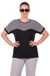 Gestreifte Bluse Mit Seitenschlitzen – Schwarz