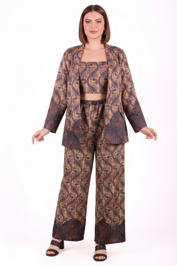 Satijnen 3‑Delige Plus - Size Set — Kaneel