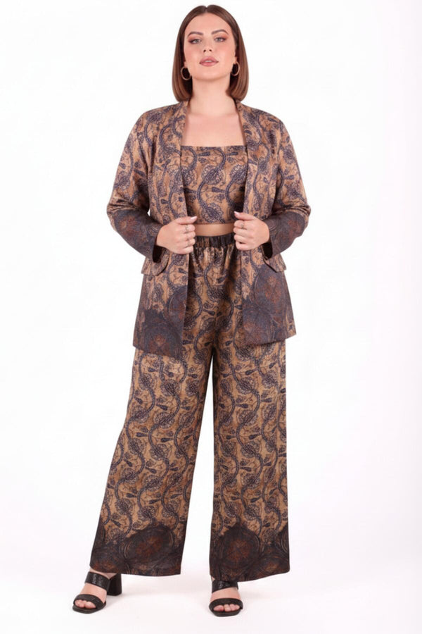Satijnen 3‑Delige Plus - Size Set — Kaneel