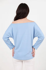 Oversized Blouse Met Lage Schouderlijn – Blauw
