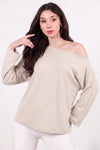 Oversized Blouse Met Lage Schouderlijn – Steengrijs