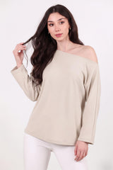 Oversized Blouse Met Lage Schouderlijn – Steengrijs
