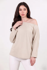 Oversized Blouse Met Lage Schouderlijn – Steengrijs