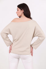 Oversized Blouse Met Lage Schouderlijn – Steengrijs