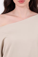 Oversized Blouse Met Lage Schouderlijn – Steengrijs