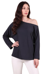 Oversized Blouse Met Lage Schouderlijn – Antraciet