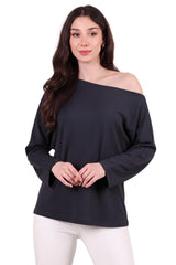 Oversized Blouse Met Lage Schouderlijn – Antraciet