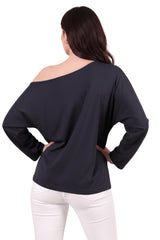 Oversized Blouse Met Lage Schouderlijn – Antraciet