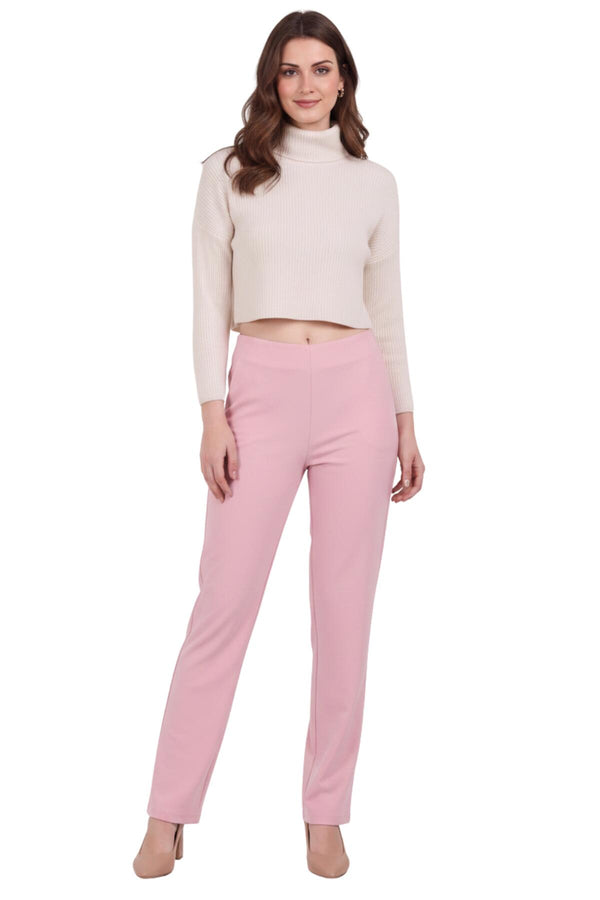 Wijdvallende Broek Met Elastische Taille, Roze