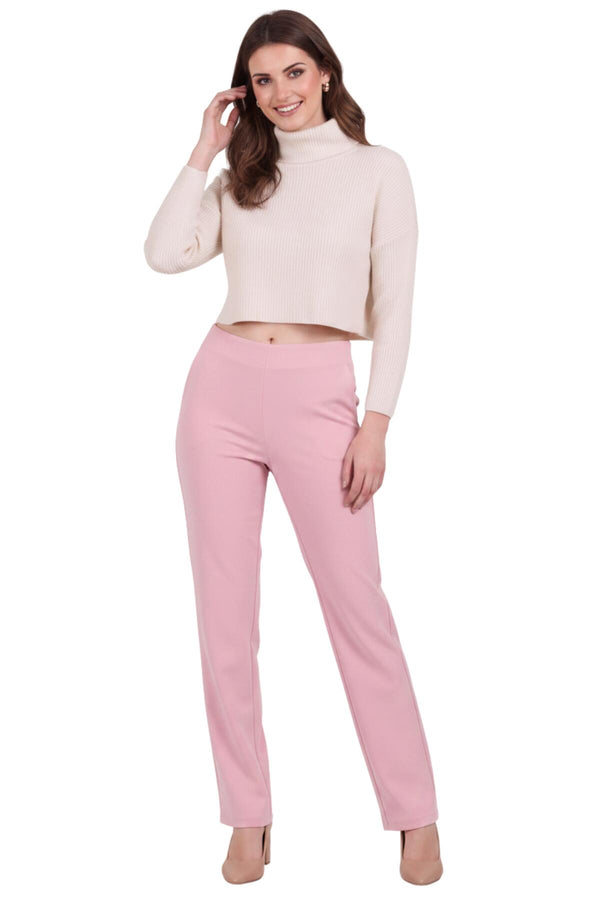 Wijdvallende Broek Met Elastische Taille, Roze