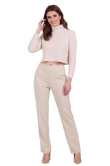 Wijdvallende Broek Met Elastische Taille, Stone