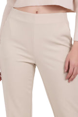 Wijdvallende Broek Met Elastische Taille, Stone