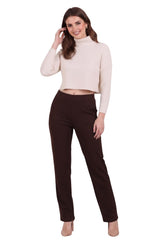 Wijdvallende Broek Met Elastische Taille, Bruin