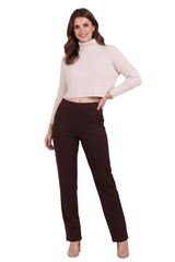Wijdvallende Broek Met Elastische Taille, Bruin