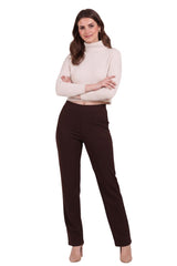 Wijdvallende Broek Met Elastische Taille, Bruin