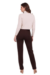 Wijdvallende Broek Met Elastische Taille, Bruin