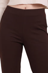 Wijdvallende Broek Met Elastische Taille, Bruin