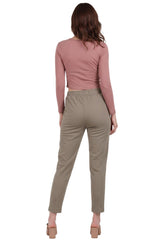Broek Met Geplooide Zoom — Khaki