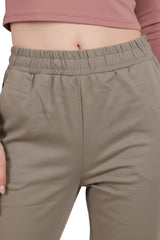 Broek Met Geplooide Zoom — Khaki