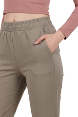 Broek Met Geplooide Zoom — Khaki