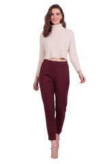 Broek Met Geplooide Zoom — Bordeaux