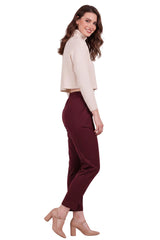 Broek Met Geplooide Zoom — Bordeaux