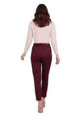 Broek Met Geplooide Zoom — Bordeaux
