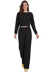 Damen Çimalı Hose Mit Elastischem Bund Und Weitem Bein – Schwarz