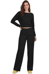 Damen Çimalı Hose Mit Elastischem Bund Und Weitem Bein – Schwarz
