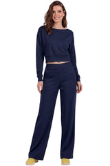 Dames Çimalı Wijde - Pijp Broek Met Elastische Taille Marineblauw