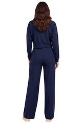 Dames Çimalı Wijde - Pijp Broek Met Elastische Taille Marineblauw