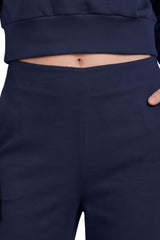 Dames Çimalı Wijde - Pijp Broek Met Elastische Taille Marineblauw
