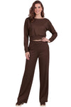 Wijde Broek Met Hoge Taille, Elastische Taille En Voorplooi — Bruin