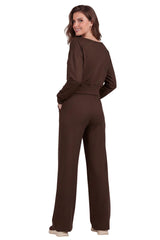 Wijde Broek Met Hoge Taille, Elastische Taille En Voorplooi — Bruin