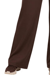 Wijde Broek Met Hoge Taille, Elastische Taille En Voorplooi — Bruin