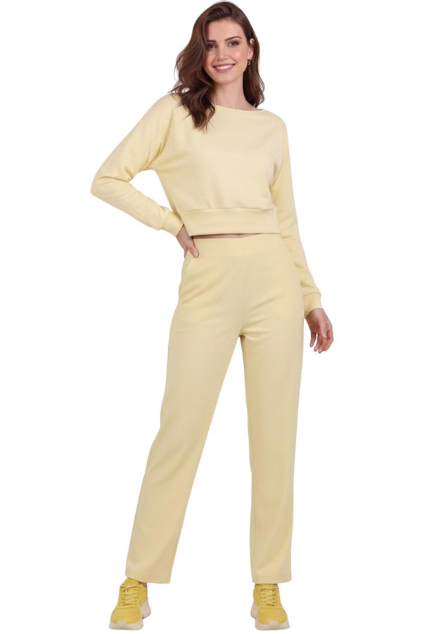 Wijde Broek Met Hoge Taille, Elastische Taille En Voorplooi — Geel