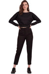 Cropped Top Met Boothals En Boord Aan De Zoom — Zwart