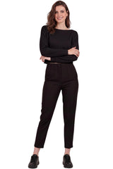 Cropped Top Met Boothals En Boord Aan De Zoom — Zwart