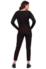 Cropped Top Met Boothals En Boord Aan De Zoom — Zwart