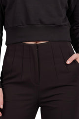 Cropped Top Met Boothals En Boord Aan De Zoom — Zwart