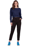 Cropped Top Met Boothals En Bandzoom, Marineblauw
