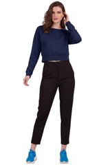Cropped Top Met Boothals En Bandzoom, Marineblauw