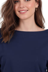 Cropped Top Met Boothals En Bandzoom, Marineblauw