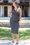 Mouwloze Plus - Size Avondjurk Met Bloemapplicatie — Zilver