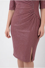 Jurk In Grote Maten Met Taille - Detail En Halve Mouw — Oudroze