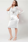 Plus - Size Korte Jurk Met Pailletten En Steentjes — Wit