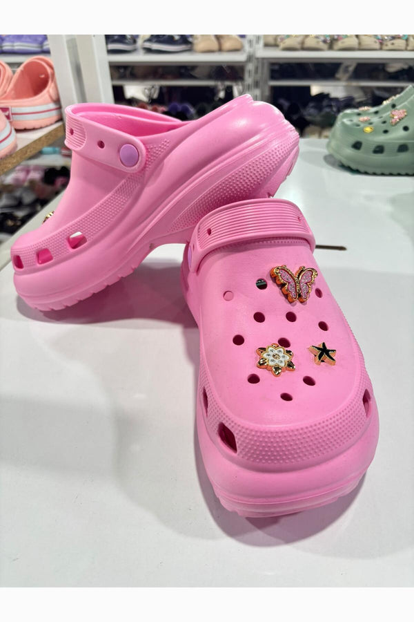 Met Broche Versierde Clogs — Roze
