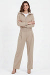 Tweedelige Set Met Korte Zip - Top – Zand