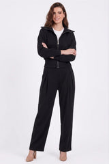 Tweedelige Set Met Korte Zip - Top – Zwart